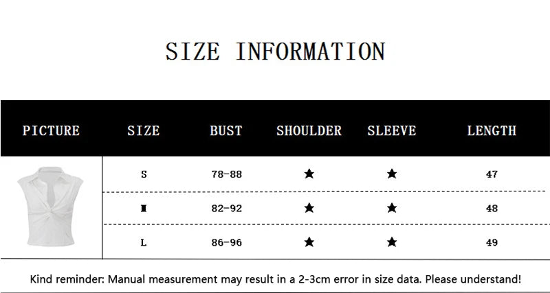 LIZAKOSHT  -  Vintage Sexy Polo Neck Twisted Ruched White Tees Casual Slim Fit Low-cut Neck Solid Cropped Tops Trend All-match Streetwear