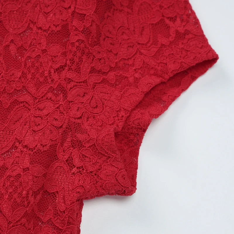 LIZAKOSHT  -  Women Vintage Lace See Through Short Sleeve T Shirt Summer O Neck Solid Pullover Female Streetwear Club Bodycon Tshirt 2025
