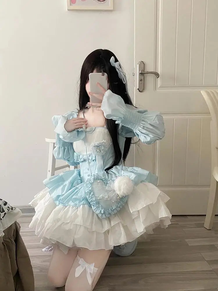 LIZAKOSHT  -  Japanese Style Cute Super Beautiful Suspender Dress Women's Spring and Summer Waist Slimming Birthday Escape short skirt