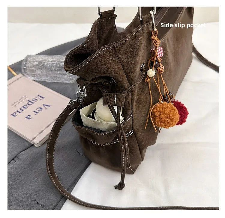 LIZAKOSHT  -  Simple Fashion Suede Crossbody Bag Women Large Capacity Shoulder Bag for Work Comfortable and Versatile Texture Commuting Bag