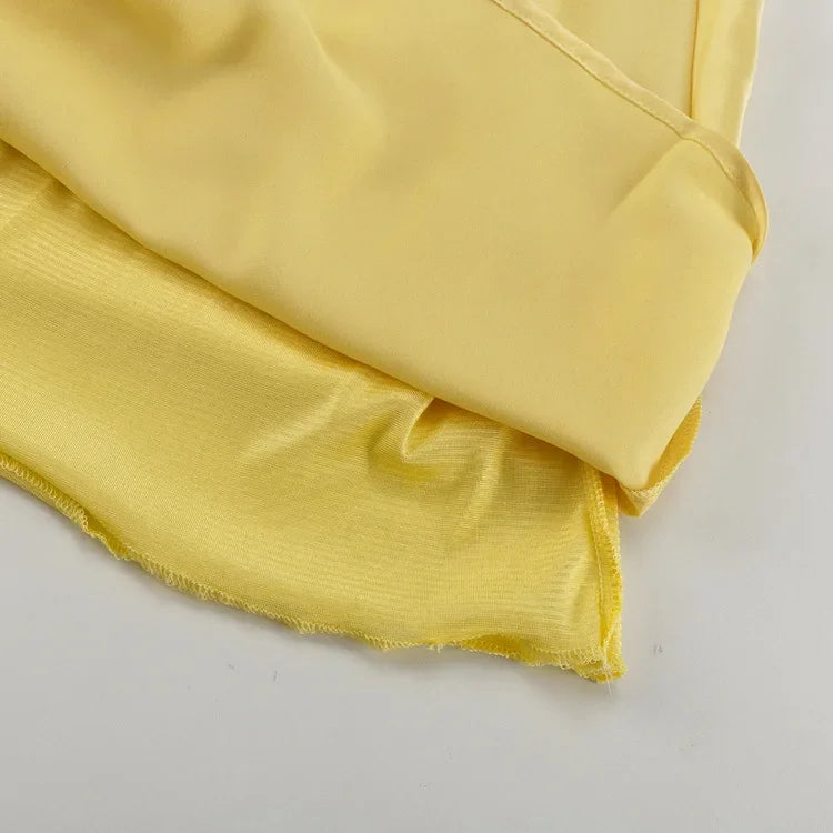 LIZAKOSHT  -  Satin Yellow Maxi Skirt for Women – High Waist Slim Fit Pocket Design Draped Silky Long Skirt Elegant Summer Outfit