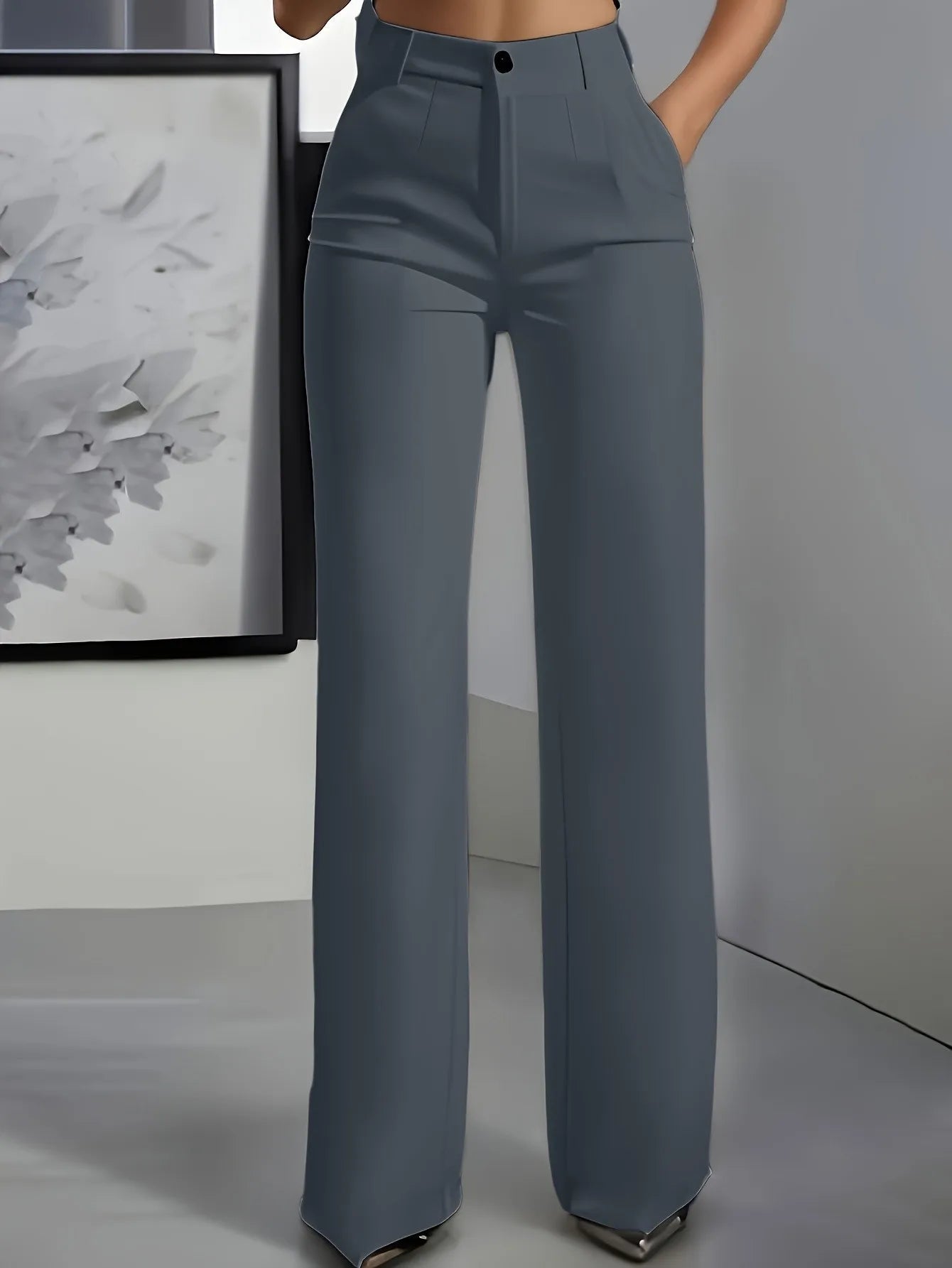 LIZAKOSHT  -  High Waist Dress Pants for Women Flowy Straight Leg Trousers Business Casual Slimming Pants Spring Summer
