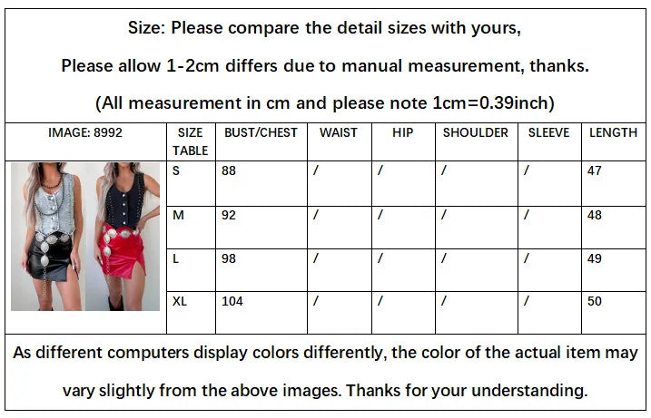 LIZAKOSHT  -  Y2K Rivet Denim Women's Vest Black Slim Sleeveless Single Breasted Cowboy Tank Top Female Summer Chic Lady Streetwear