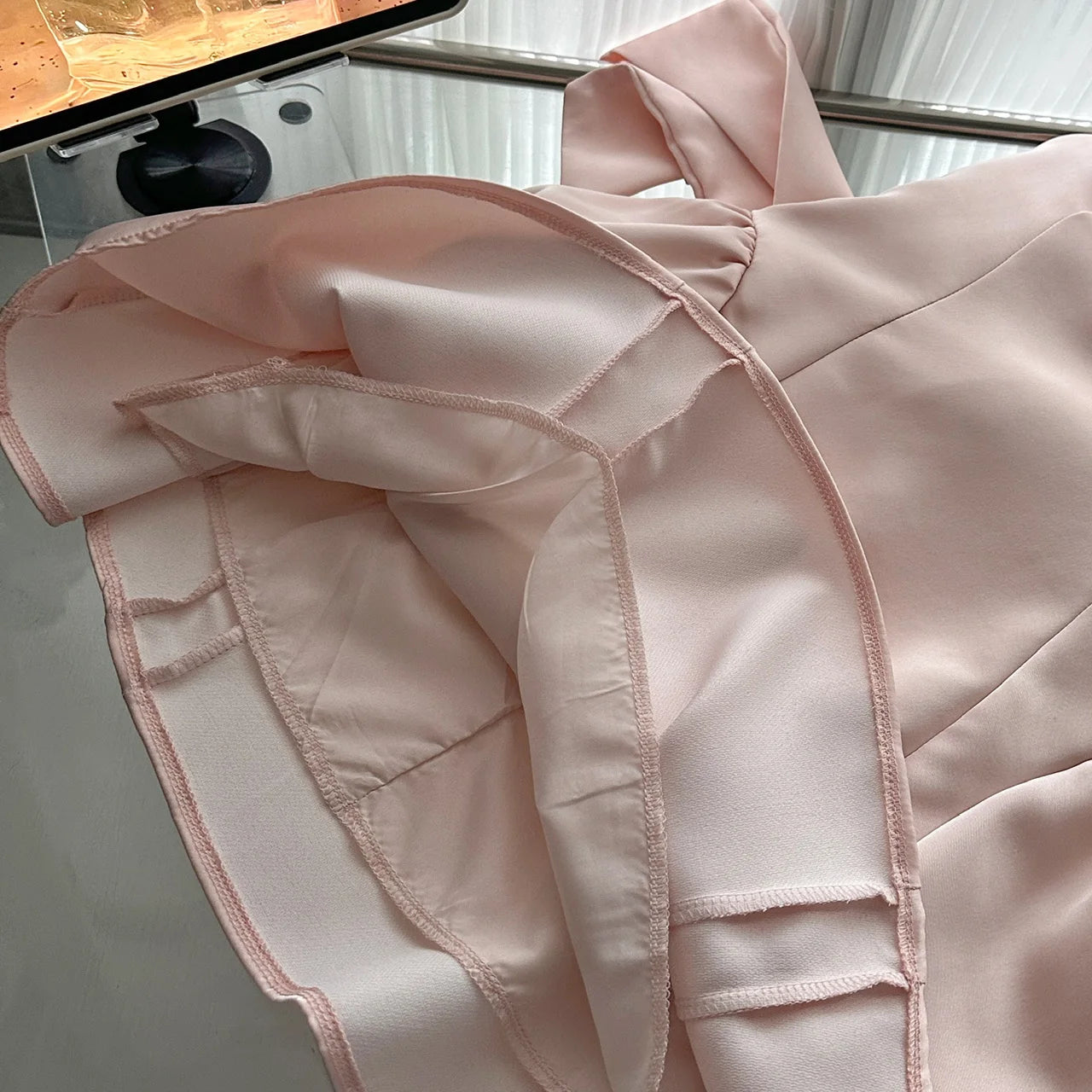 LIZAKOSHT  -  Summer Women Ballet Core Preppy Bow Satins A-line Dress Mini Frocks Backless One-Piece Evening Party Shoujo Gyaru Old Money