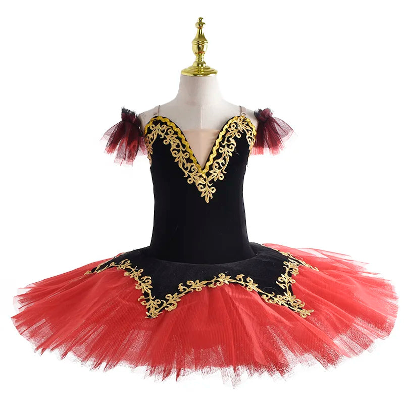 Children Professional Ballet Tutu For Kids Girls Red Swan Lake Ballet Dance Clothes Adult Pancake Ballerina Figure Skating Dress
