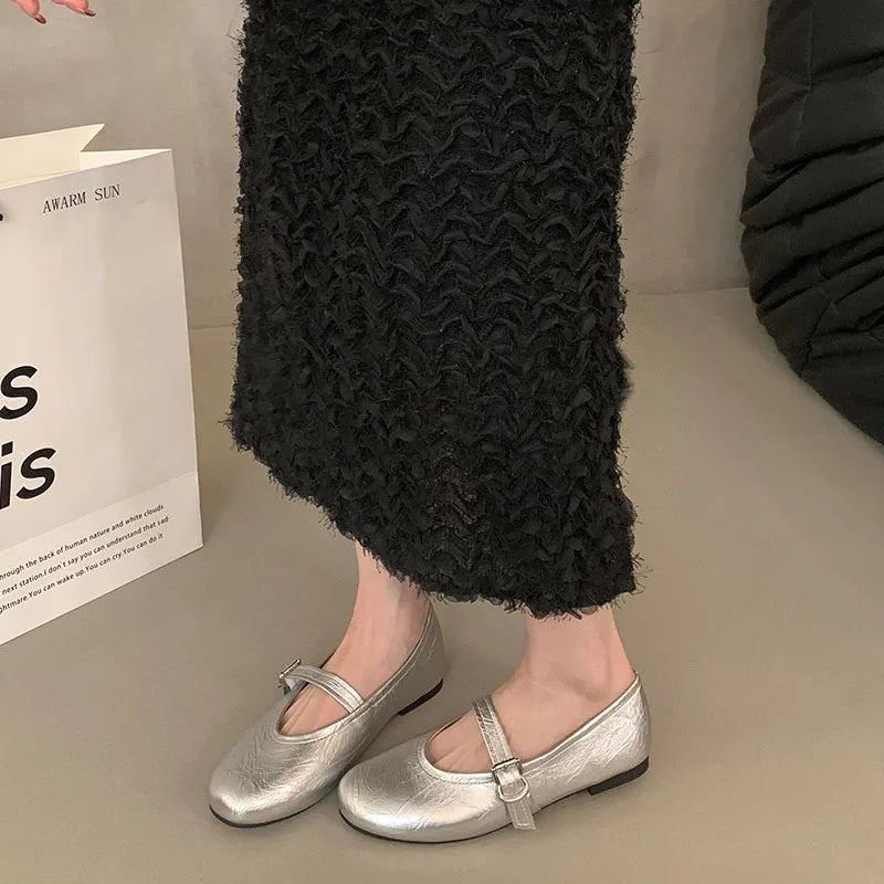 LIZAKOSHT  -  Spring Brand Women Flats Soft Leather Eelgant Dress Shoes Round Toe Shallow Slip On Ladies Casual Ballet Shoes New Woman