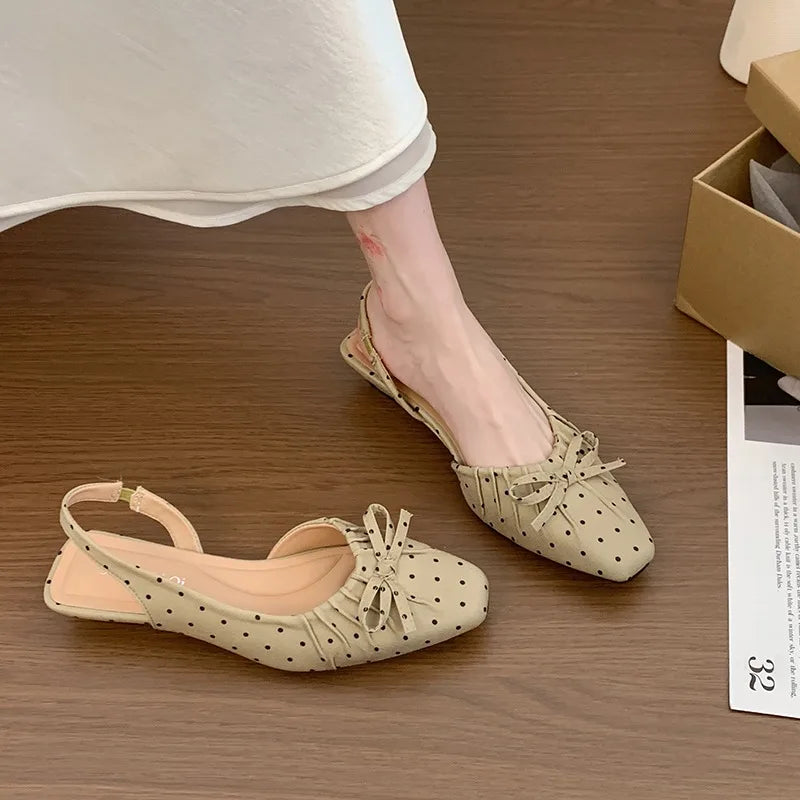 LIZAKOSHT  -  Cover Toe Polka Dot Women Sandals Fashion Slip On Singbacks Mules Pumps Elegant Elegant Slingbacks Sandalias Mujer