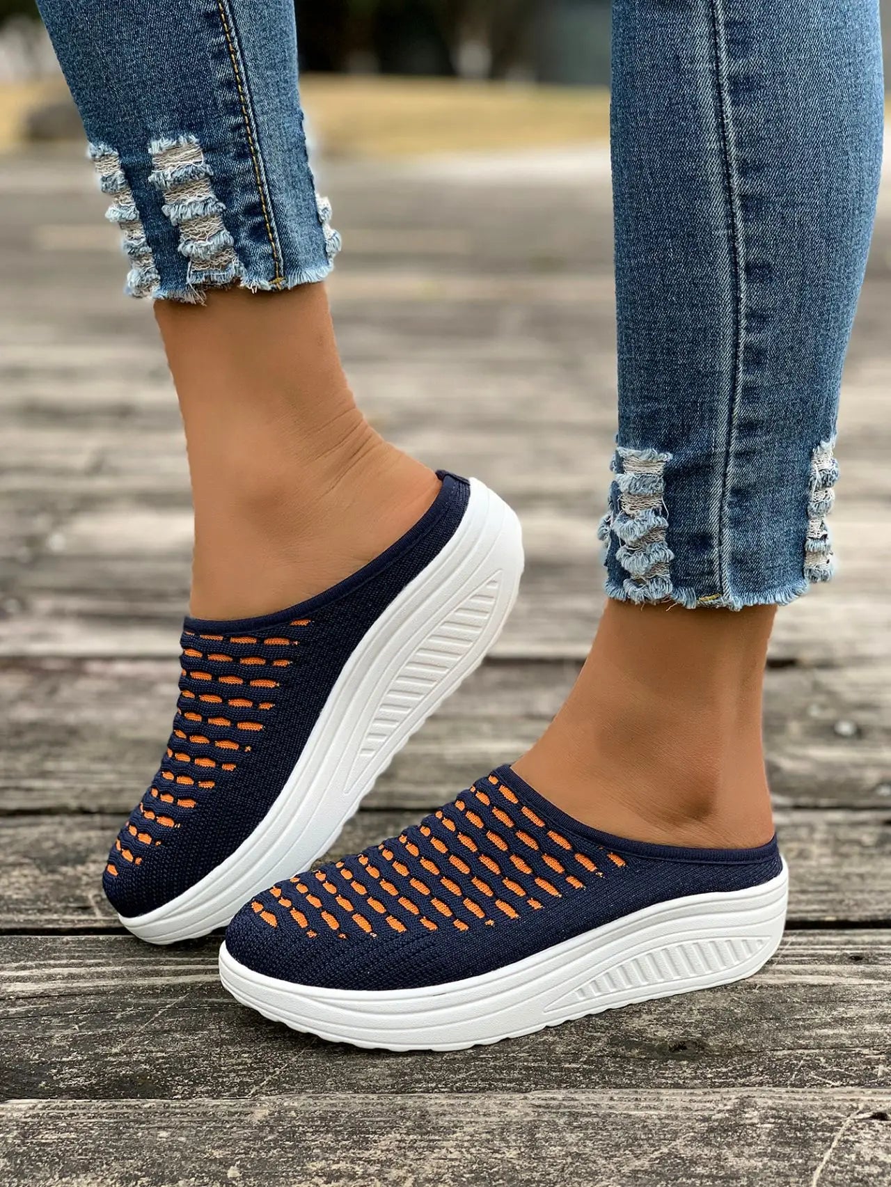 LIZAKOSHT  -  Low Shoes Woman  Cover Toe Massage Slippers House Rome Cotton Fabric Hoof Heels Rubber Slides Shoes Low Home Slippers Women'