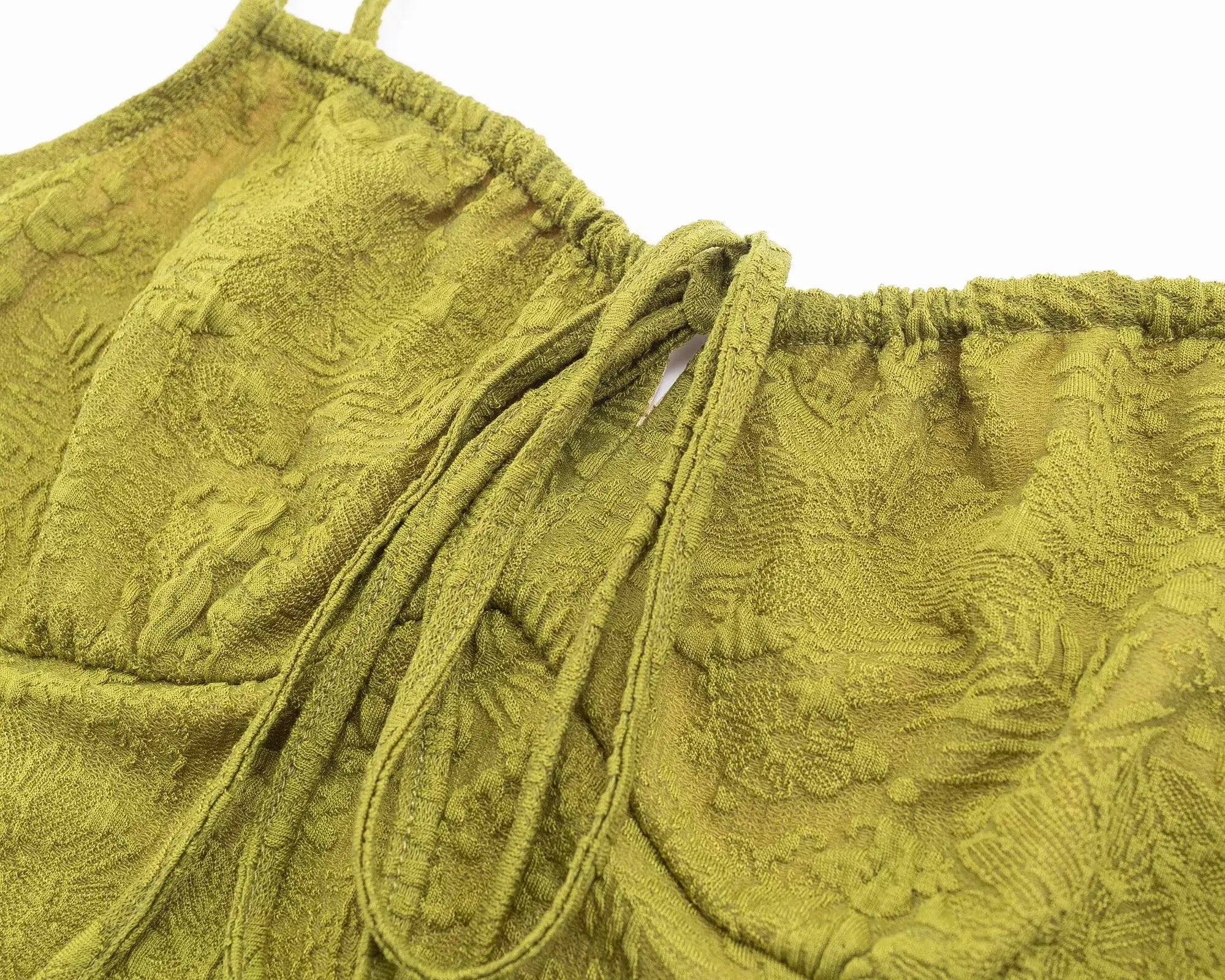 LIZAKOSHT  -  Summer Embossing Floral Bow Lacing up V neck Sling Dress Sexy Women Slim Waist Elastic Back Zipper Short Dresses Holiday Robe