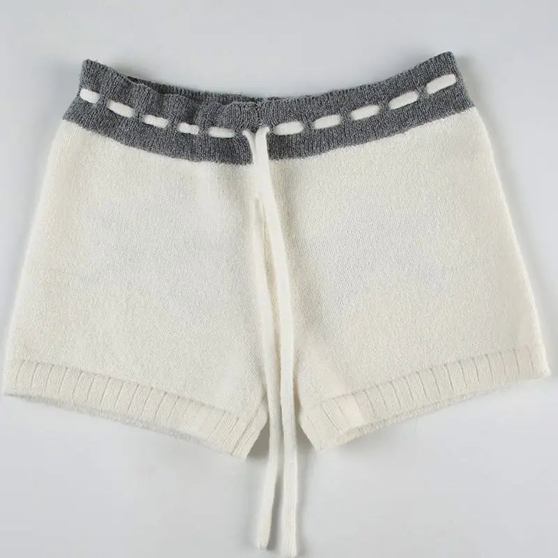 LIZAKOSHT  -  Retro Star Printed Strap Shorts Female Low Waist Sexy Slim Y2k Spice Girls Knitted Casual Pants