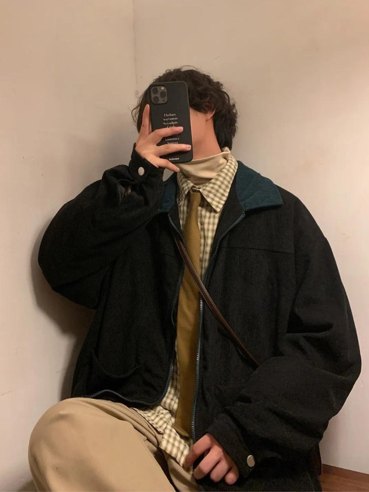 LAST DAY 50%OFF-Contrast vintage corduroy jacket