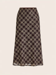 LIZAKOSHT  -  [Chic Plaid Mesh Skirt] High Waist Plaid Mesh Skirt - Non-Stretch Polyester, Machine Washable - Chic Women's