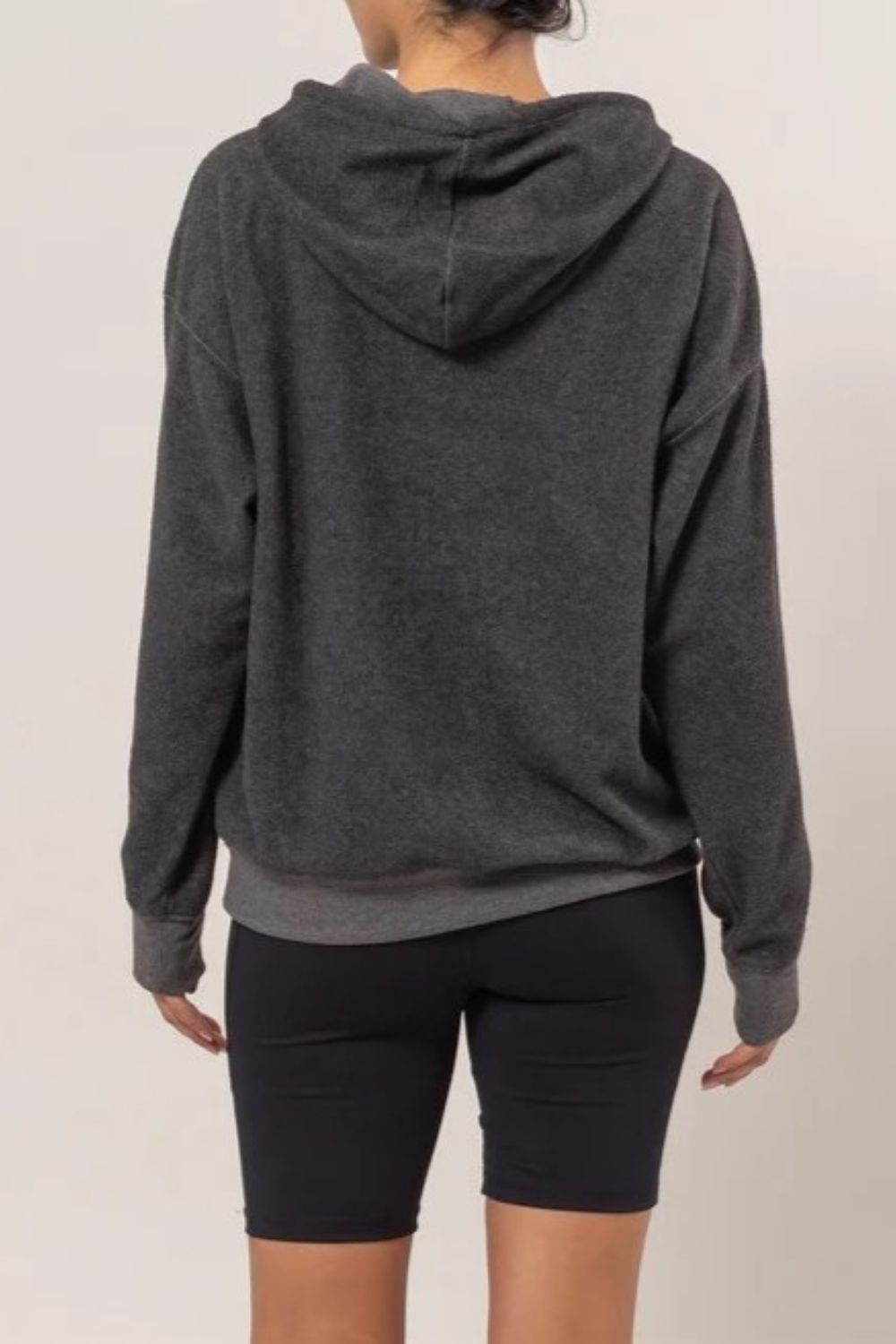 LIZAKOSHT  -  Brushed Long Sleeve Hoodie with Kangaroo Pocket