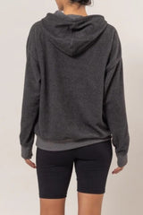 LIZAKOSHT  -  Brushed Long Sleeve Hoodie with Kangaroo Pocket