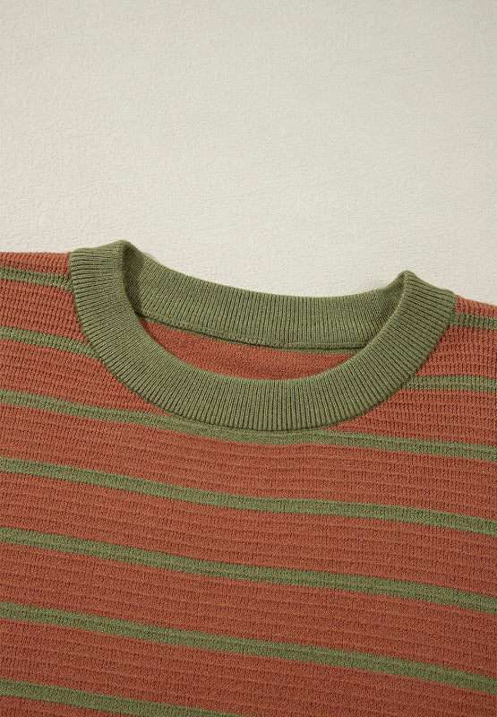 LIZAKOSHT  -  Striped Round Neck Long Sleeve Sweater