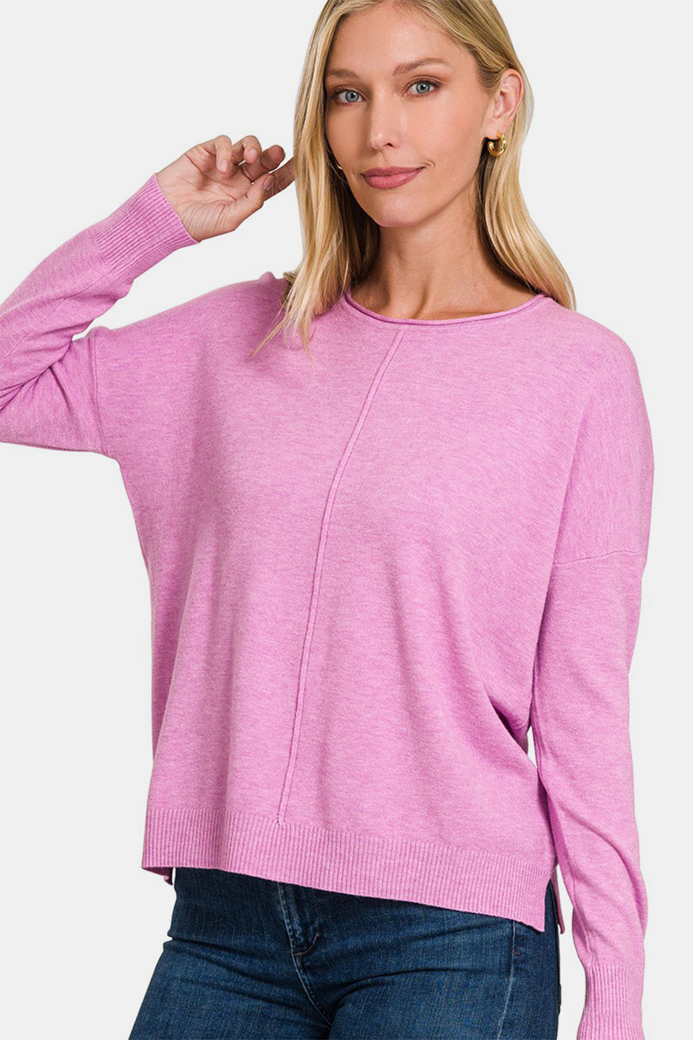 LIZAKOSHT  -  Front Seam Round Neck Sweater