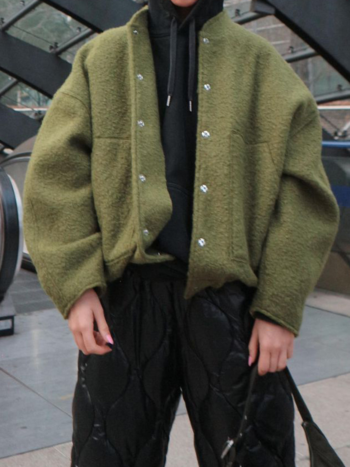 LIZAKOSHT  -  Full Size Snap Down Drop Shoulder Jacket