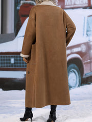 LIZAKOSHT  -  Plus Size Drop Shoulder Sherpa Longline Coat
