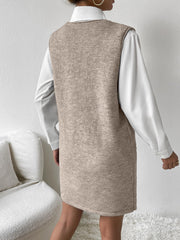 LIZAKOSHT  -  V-Neck Sleeveless Sweater Dress with Pockets