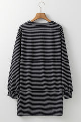 LIZAKOSHT  -  Striped V-Neck Long Sleeve Mini Dress