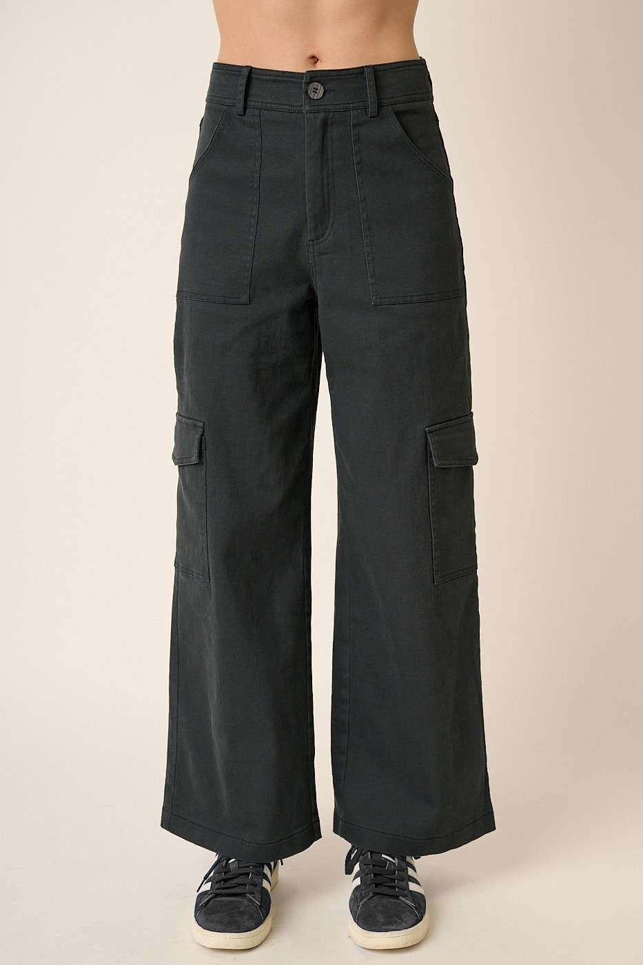 LIZAKOSHT  -  Mittoshop Wide Leg High Waist Pants with Cargo Pockets