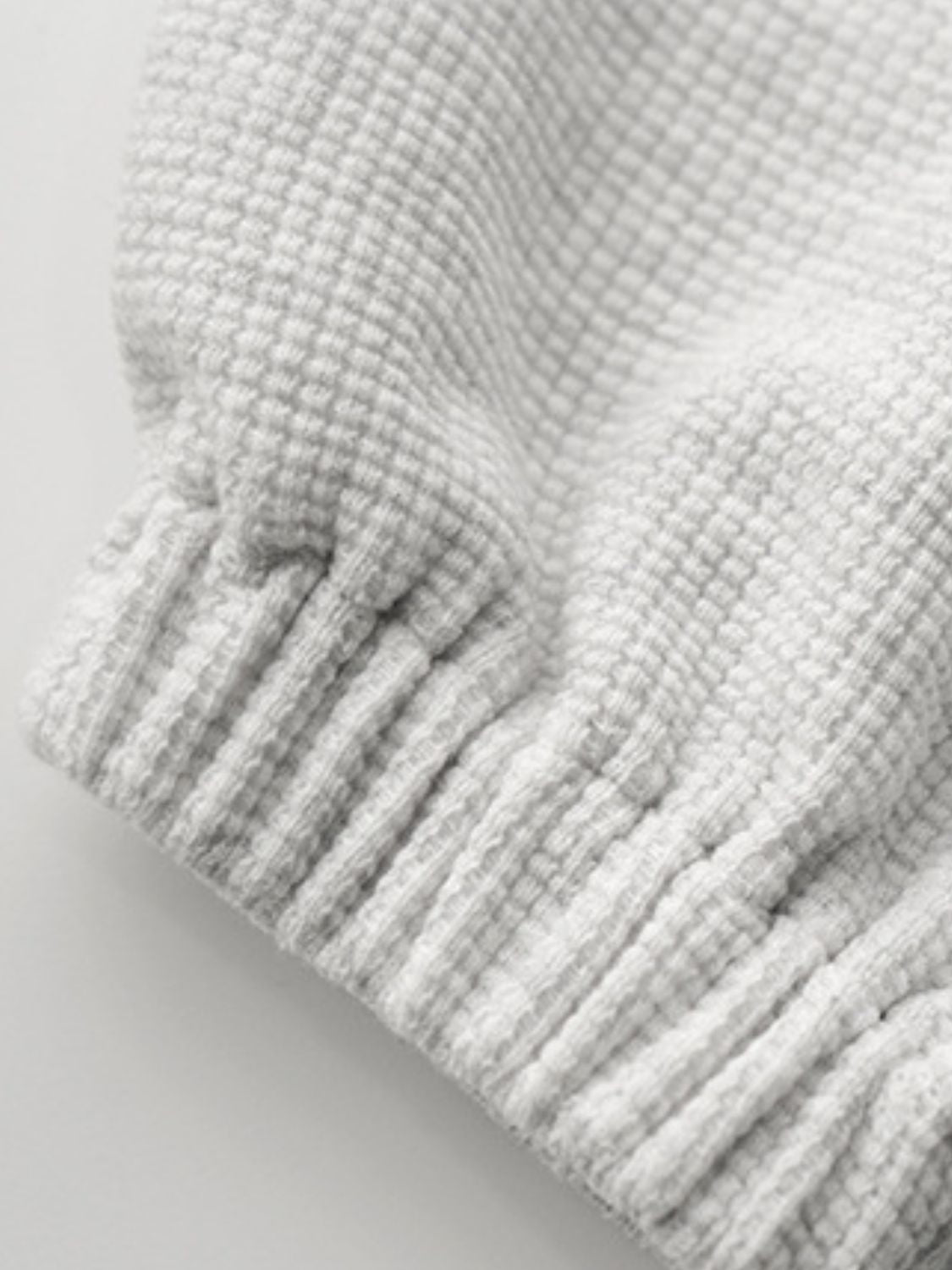 LIZAKOSHT  -  Waffle Knit Drawstring Half Zip Long Sleeve Sweatshirt