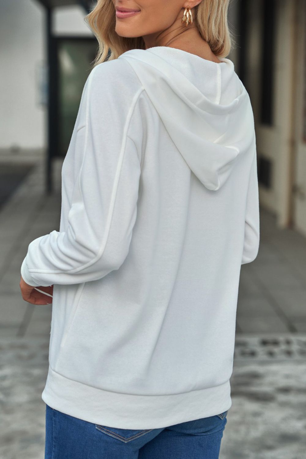 LIZAKOSHT  -  Lace Up Long Sleeve Hoodie
