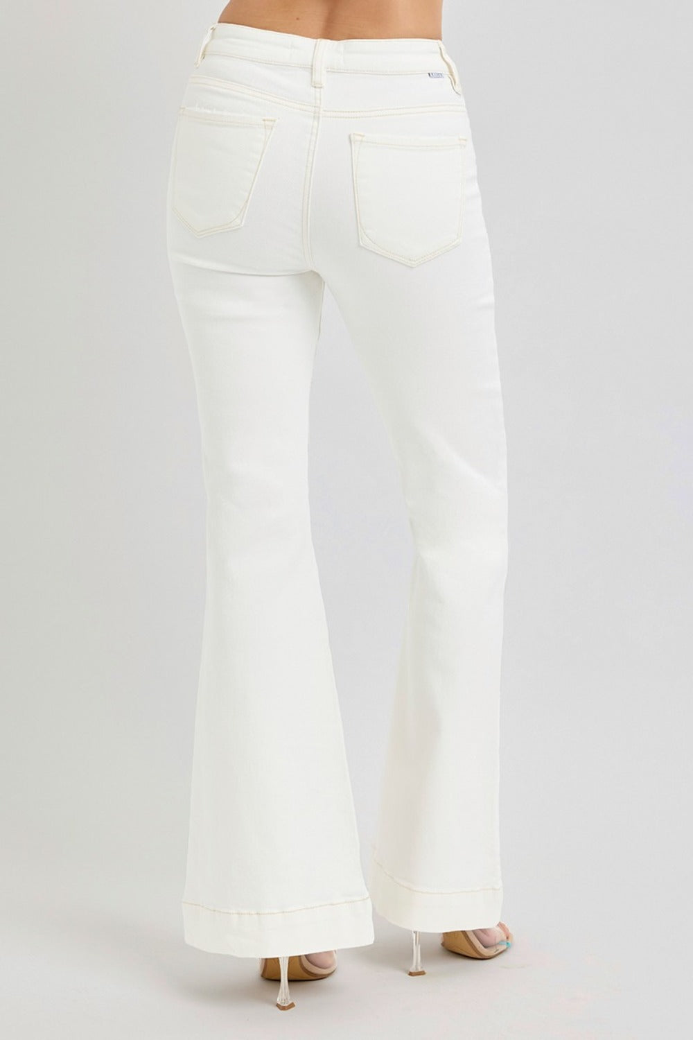 LIZAKOSHT  -  Full Size High Rise Front Patch Pocket Flare Jeans