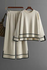 LIZAKOSHT  -  High-Low Round Neck Top and Pants Sweater Set