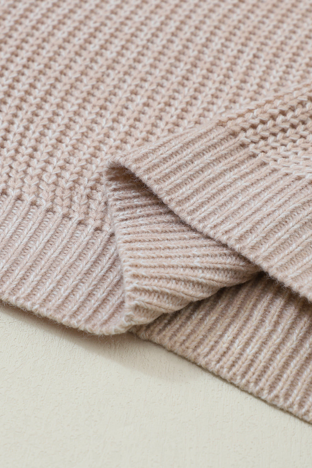 LIZAKOSHT  -  Cable-Knit Round Neck Dropped Shoulder Sweater