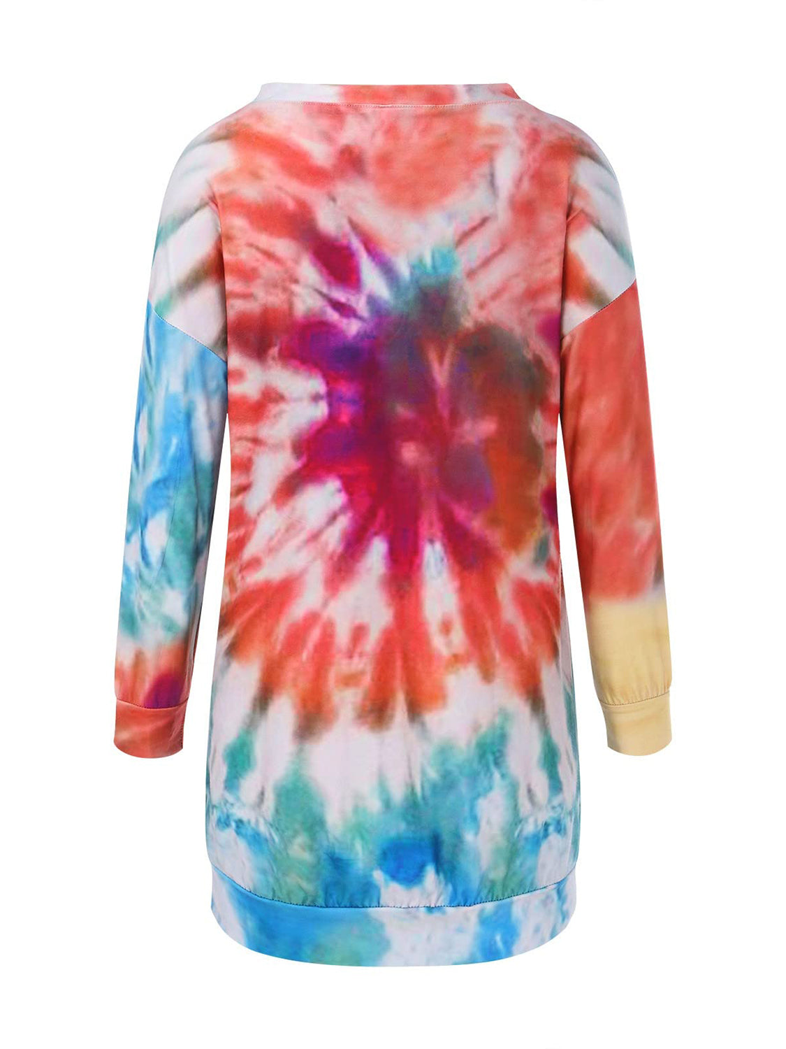 LIZAKOSHT  -  Full Size Tie-Dye Round Neck Long Sleeve Dress