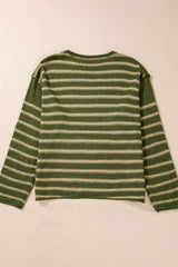 LIZAKOSHT  -  Striped Round Neck Dropped Shoulder Sweater