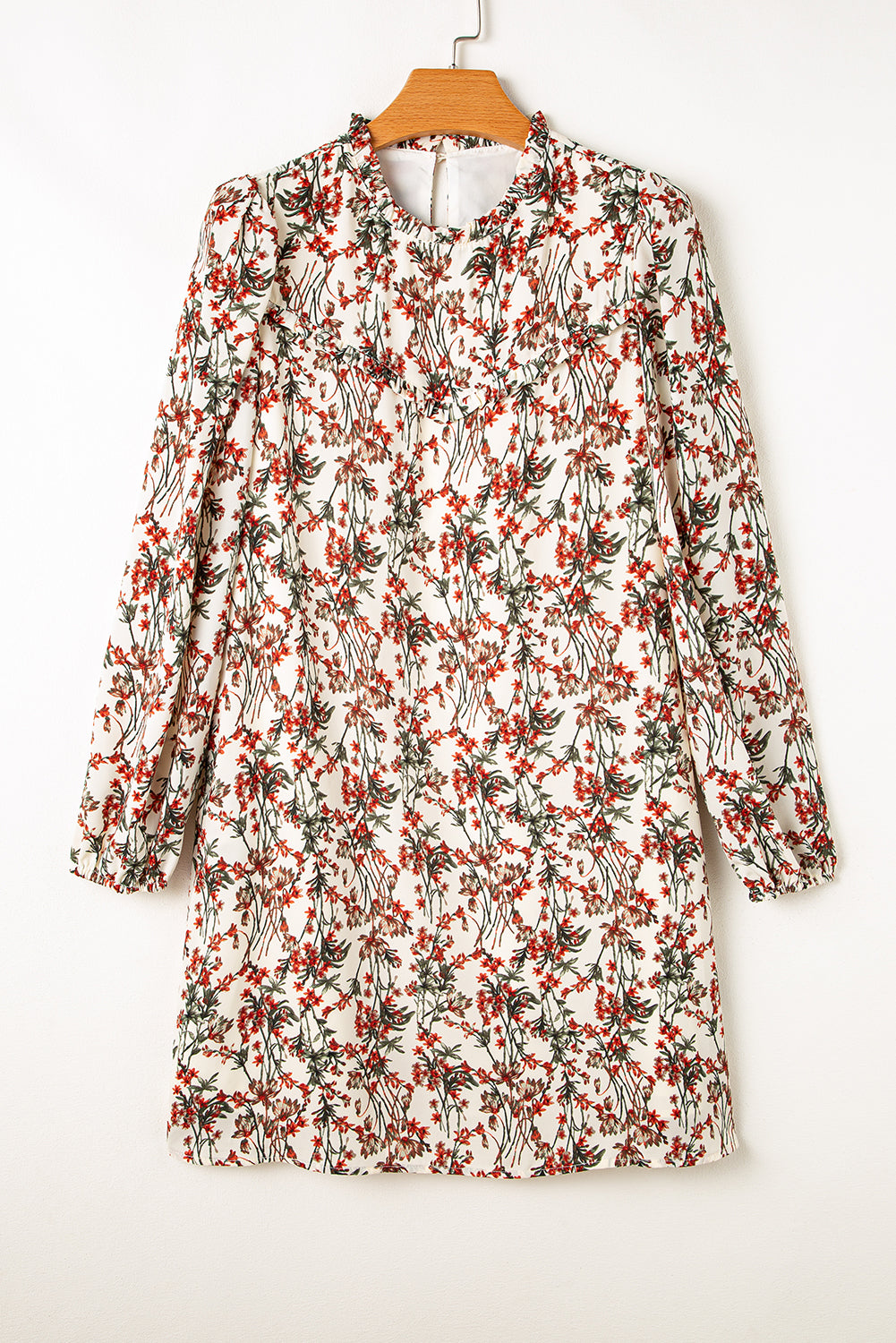LIZAKOSHT  -  Floral Round Neck Long Sleeve Dress