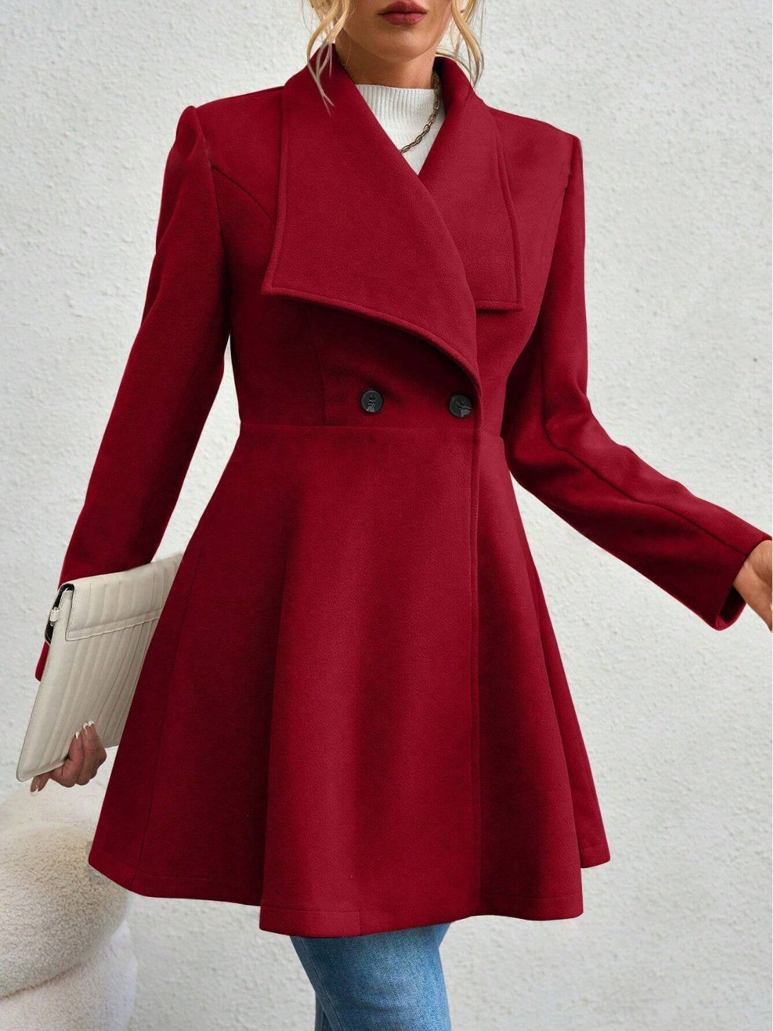 LIZAKOSHT  -  Collared Neck Button Up Long Sleeve Coat