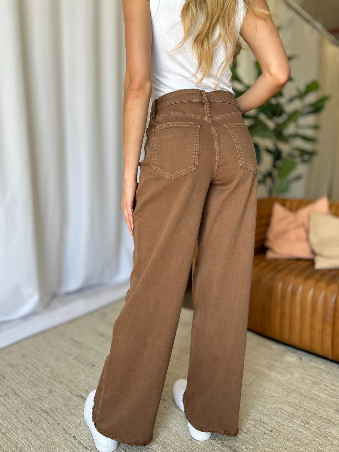 LIZAKOSHT  -  RFM Full Size High Rise Garment Dye Wide Leg Jeans
