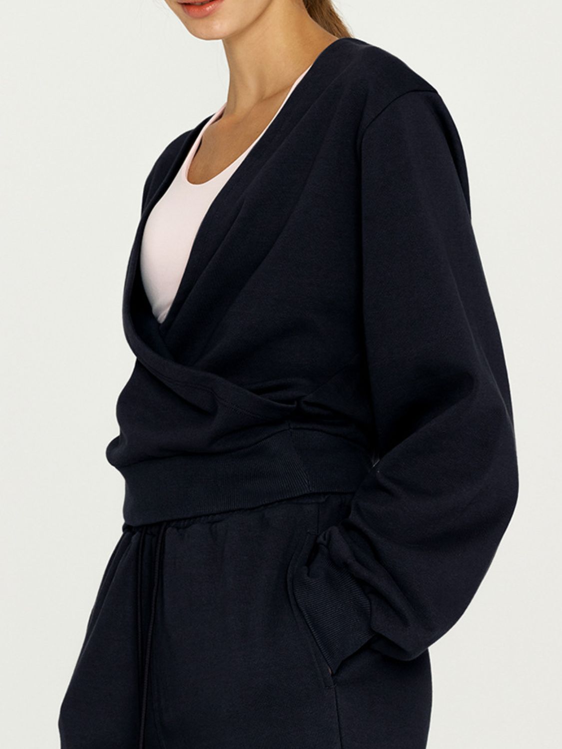 LIZAKOSHT  -  Surplice Long Sleeve Sweatshirt