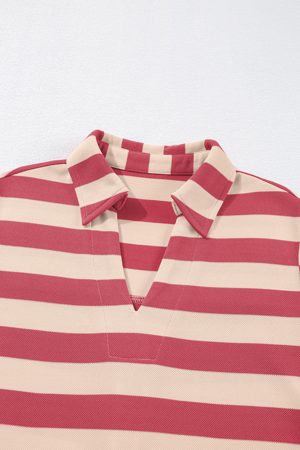 LIZAKOSHT  -  Contrast Striped Johnny Collar Long Sleeve Mini Dress