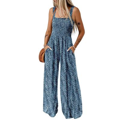 LIZAKOSHT  -  Dokotoo Women's Casual Loose Overalls Jumpsuits One Piece Sleeveless Printed Wide Leg Long Pant Rompers With Pockets