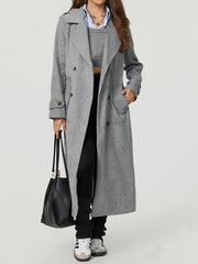 LIZAKOSHT  -  Collared Neck Long Sleeve Longline Coat