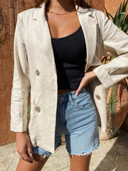 LIZAKOSHT  -  Lapel Collar Long Sleeve Blazer