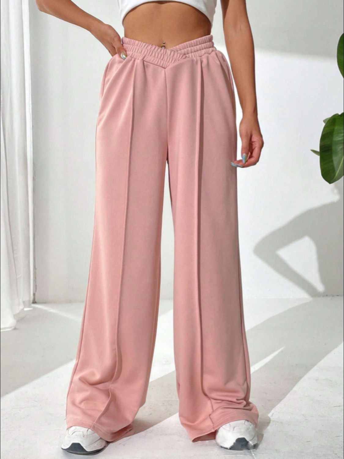 LIZAKOSHT  -  Elastic Waist Wide Leg Pants