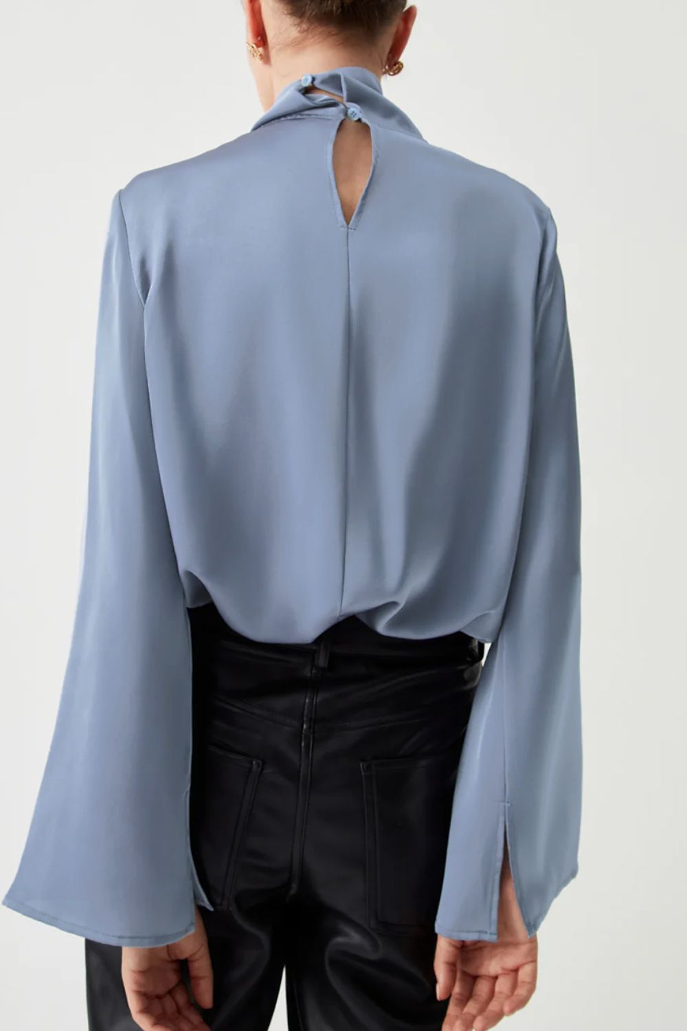 LIZAKOSHT  -  Cutout Turtleneck Long Sleeve Blouse