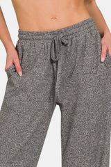 LIZAKOSHT  -  Drawstring Wide Leg Pants with Side Pockets