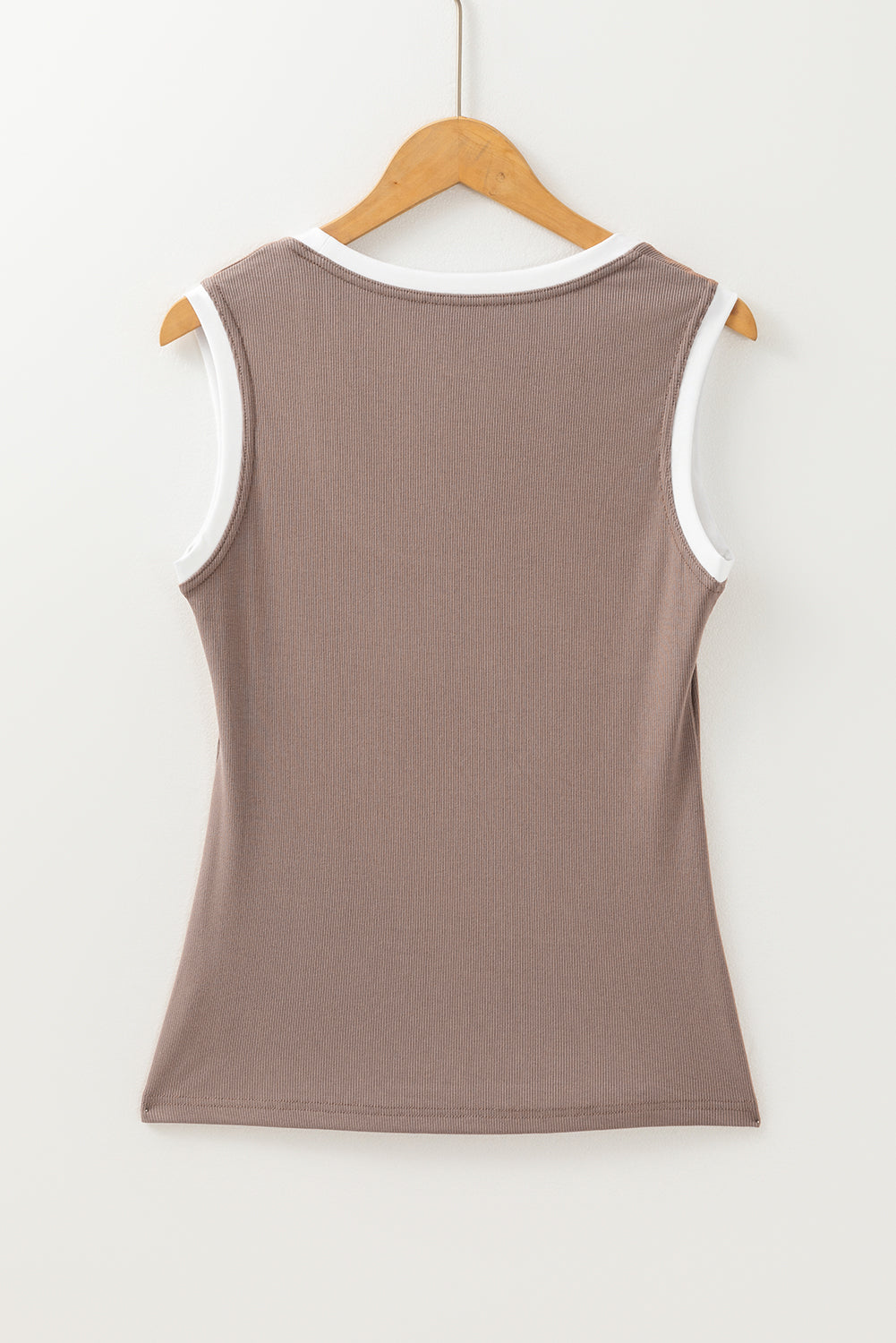 LIZAKOSHT  -  Contrast Edge Scoop Neck Wide Strap Knit Tank
