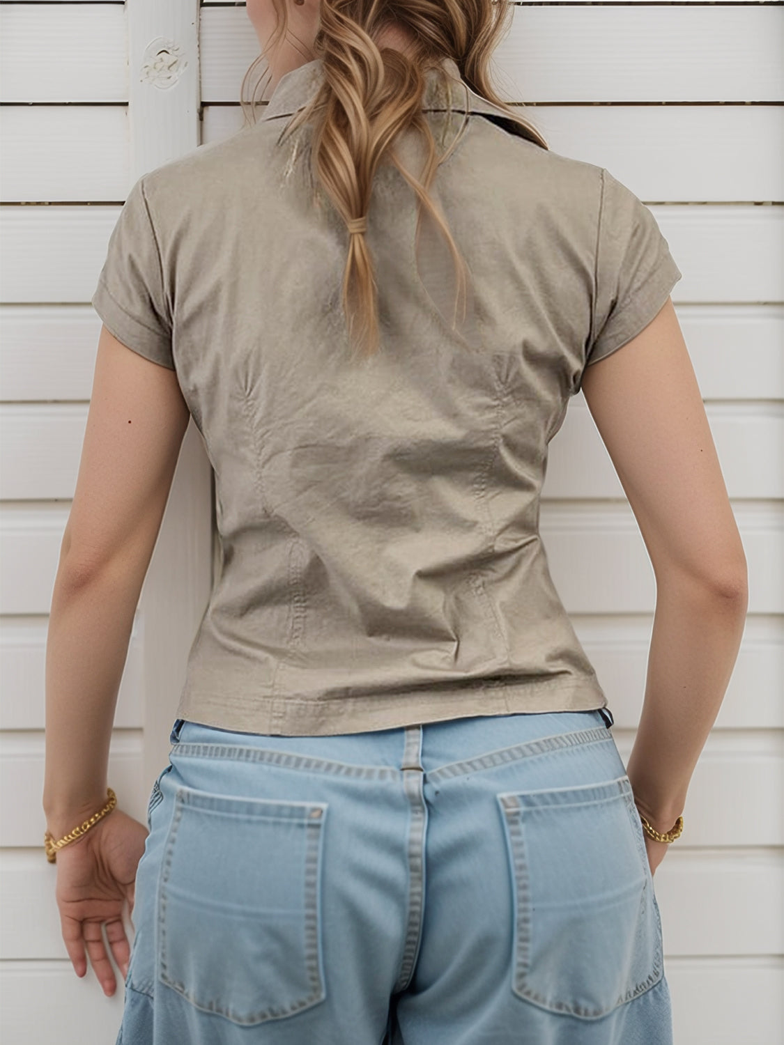 LIZAKOSHT  -  Devine Collared Neck Short Sleeve Shirt