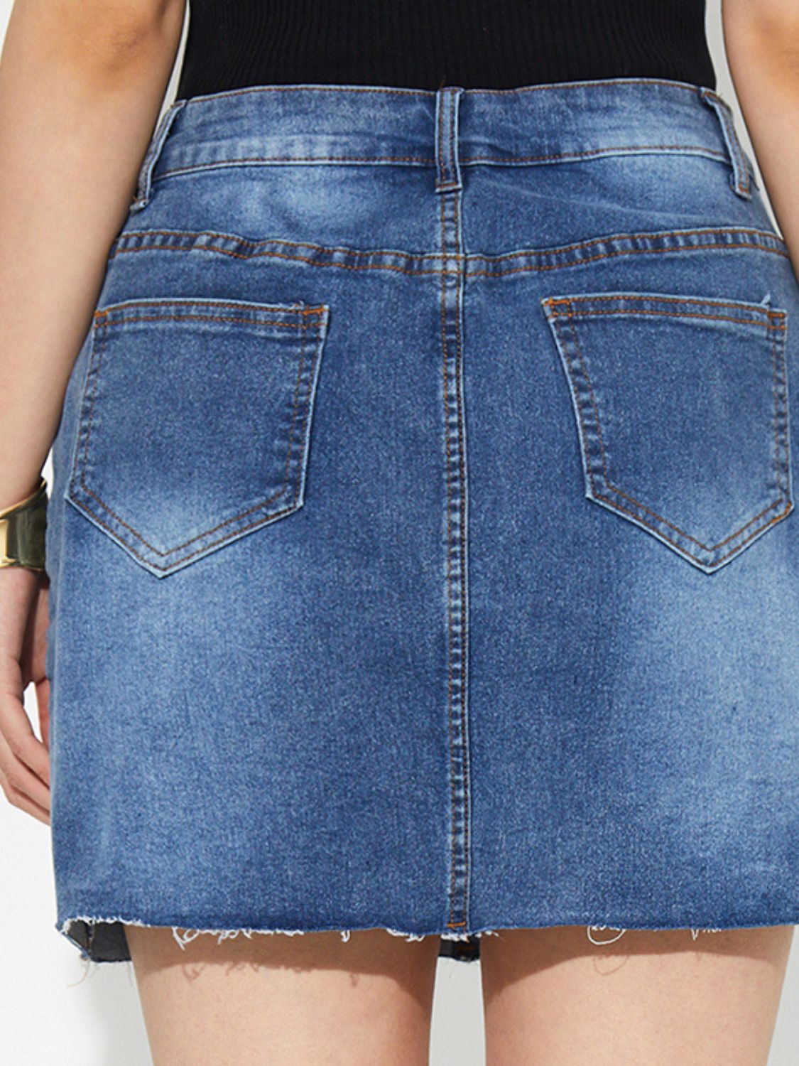 LIZAKOSHT  -  Pocketed Button Up Denim Skirt
