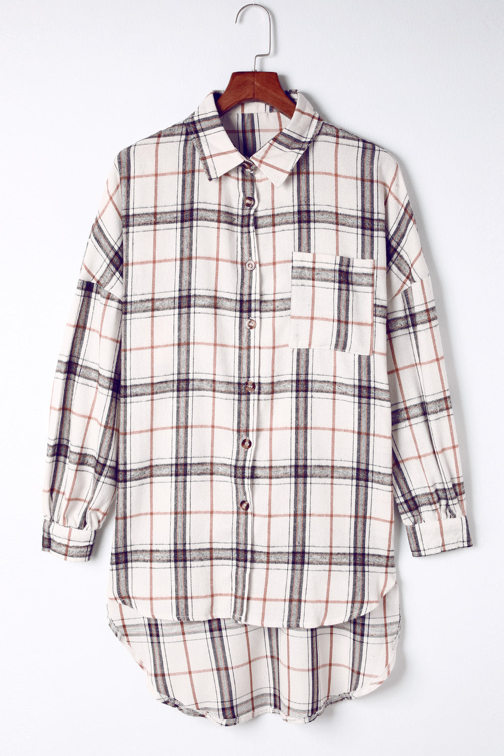 LIZAKOSHT  -  Plaid Button Up Long Sleeve Shacket