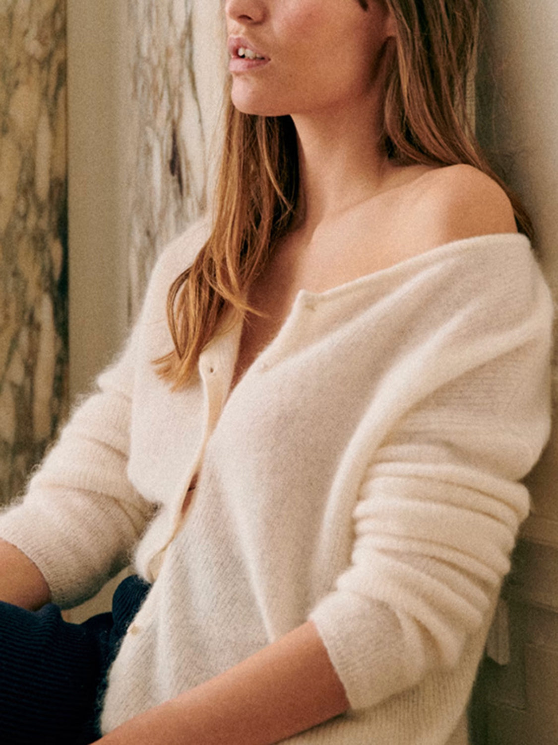 LIZAKOSHT  -  Button Down Long Sleeve Sweater