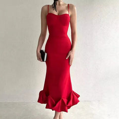 Lizakosht Autumn Women's Hip Wrap Slim Casual Street Shot Lace Panels Show Chest Strap Dress