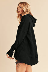 LIZAKOSHT  -  Half Snap Dropped Shoulder Hoodie